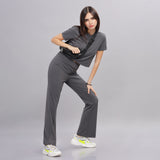 DOMIN8 Women Flared Mid-Rise Trousers