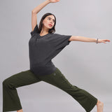 Women UPF Sun Protection Eco Friendly Yoga Top With Batwing Sleeve