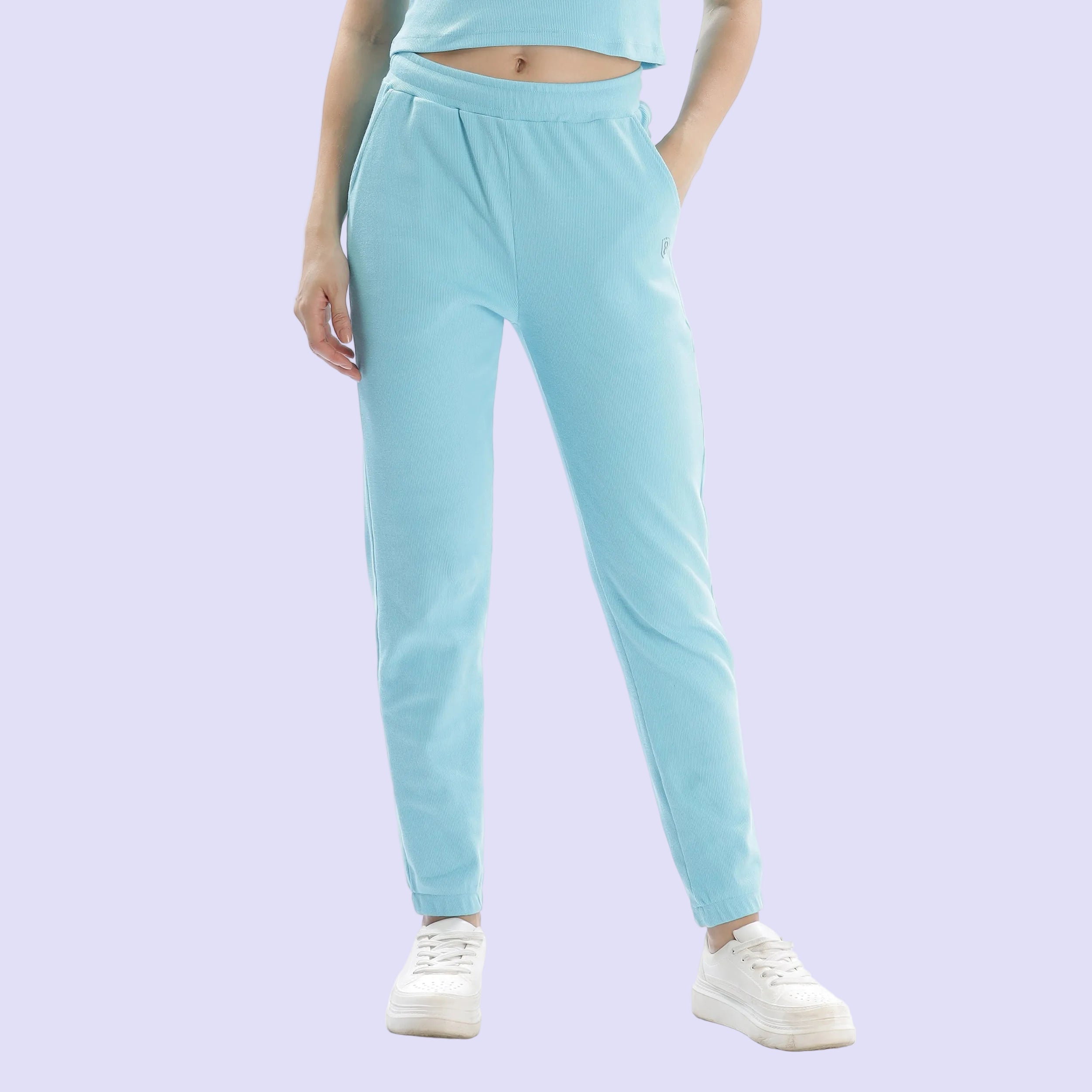 Light Green Joggers and Crop Top Set Stylish Activewear