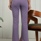 DOMIN8 Women Flared Mid-Rise Trousers