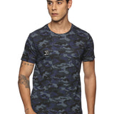 DOMIN8 Men Cotton Regular Fit Round Neck Camouflage Black Sports T-Shirt