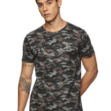 DOMIN8 Men Cotton Regular Fit Round Neck Camouflage Sports T-Shirt