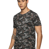 DOMIN8 Men Cotton Regular Fit Round Neck Camouflage Sports T-Shirt