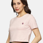 Women’s White cotton spandex crop top, designed for gym workouts, yoga, or casual outfits.