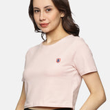 Women’s White cotton spandex crop top, designed for gym workouts, yoga, or casual outfits.