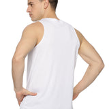 DOMIN8 Men Poly Viscose Slim Fit Breathable White Sports Sleeveless Tank Top