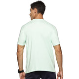 Back view of the white slim-fit men's polyester t-shirt