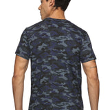 DOMIN8 Men Cotton Regular Fit Round Neck Camouflage Black Sports T-Shirt