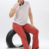 Women's  Cotton Flared Stretchy and Slim Fit Pant
