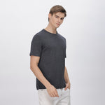 Side view Close-up of men's Black shirt – premium soft polyester material