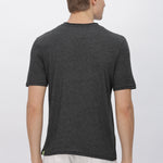 Side view of men's grey polyester shirt, designed for comfort and style.