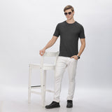 Men’s grey short-sleeve polyester shirt, ideal for everyday wear and outdoor activities.