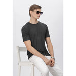Wrinkle-resistant grey polyester shirt for men, offering a polished and breathable fit.