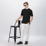 Men's Ultra Soft and Stretchy T-Shirt side panel print (Black)