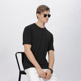 Men's Ultra Soft and Stretchy T-Shirt side panel print (Black)