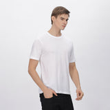Right side view Men's tencil polyester White t-shirt – ultra-soft and smooth finish