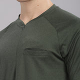 Men's Raglan Sleeve casual Chest Pocket T shirt