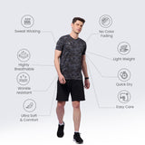 DOMIN8 Men Cotton Regular Fit Round Neck Camouflage Sports T-Shirt