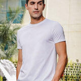 Men's Round Neck Super Smooth Self Design Wrinkle Resistant T shirt