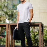 Men's Round Neck Super Smooth Self Design Wrinkle Resistant T shirt