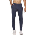 Men’s navy blue slim fit workleisure pants with zipper pockets