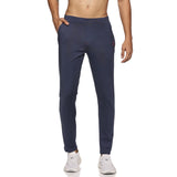 Men’s navy blue slim fit workleisure pants with zipper pockets