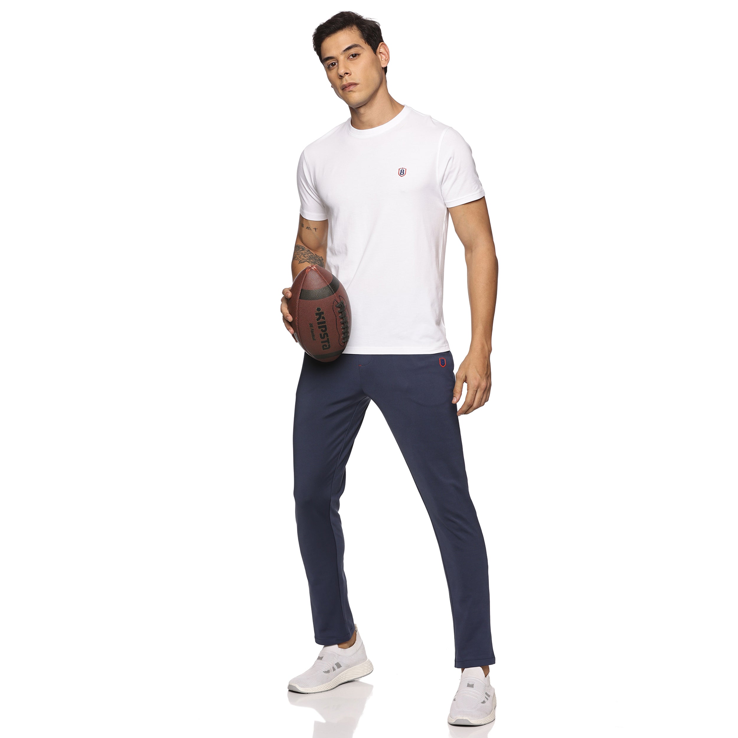 Men’s slim fit workleisure pants featuring modern denim look