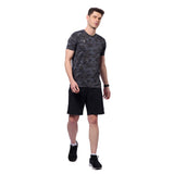 DOMIN8 Men Cotton Regular Fit Round Neck Camouflage Sports T-Shirt