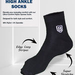 black nylon socks, perfect for both athletic and casual wear.