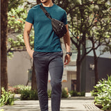 Men's Round Neck Super Smooth Self Design Wrinkle Resistant T shirt
