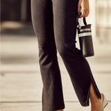 Women's Cotton Slim Flared Stretchy and slim Fit Slit Pant