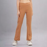 DOMIN8 Women Flared Mid-Rise Trousers