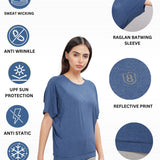 Women UPF Sun Protection Eco Friendly Yoga Top With Batwing Sleeve