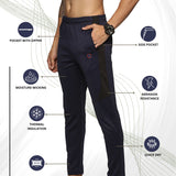 Mens Cut & Sew Track Pant with One Side Zipper Pocket and Inside Drawstring