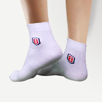 Ankle high nylon white socks with rubber grip – breathable, lightweight, and anti-slip design.