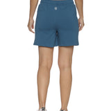 Back view of women's grey training shorts showcasing a comfortable fit.