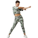 Front view of women's camouflage boxy fit tracksuit with a relaxed design.