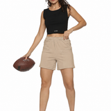 Women Shorts With Stylish Zipper Pocket At Front