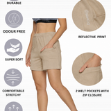 Women Shorts With Stylish Zipper Pocket At Front