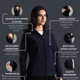 Women's Hooded Water-repellent All-weather Jacket with Thumb hole Sleeve