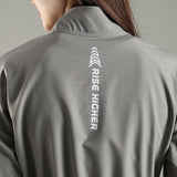 Women's Woven Jacket with High V-Neck & Zipper Opening