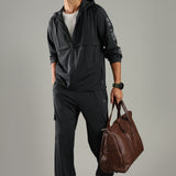 Men’s Raglan Hoodie & Jogger Set with Zipper Pockets & Flap Detail