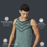 Men Slim Fit Sleeveless Tank Top with Arrow Print at Chest