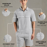 Dropped Shoulder Half-Zip Polo T shirt with shorts