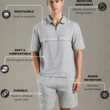Dropped Shoulder Half-Zip Polo T shirt with shorts