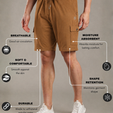 Men Cargo Shorts With Elasticated Waist Band And Adjustable Drawstring