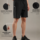 Men Solid Shorts With Side Pocket With Zipper Closure