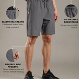 Men Solid Shorts With Side Pocket With Zipper Closure