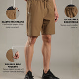Men Solid Shorts With Side Pocket With Zipper Closure