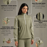 On-Trend Relaxed Fit Pullover Featuring Side Graphics and Quarter-Zip highneck Collar